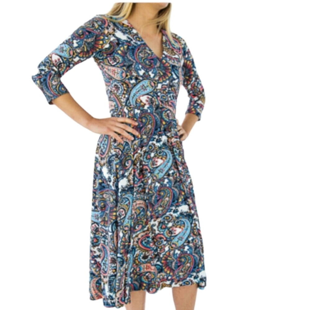Agnes and Dora Women's Size XS Dress Fit Flare Paisley Midi Length